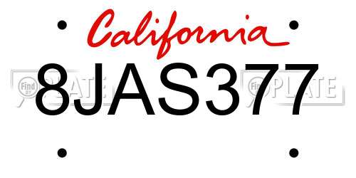 8JAS377 California License Plate