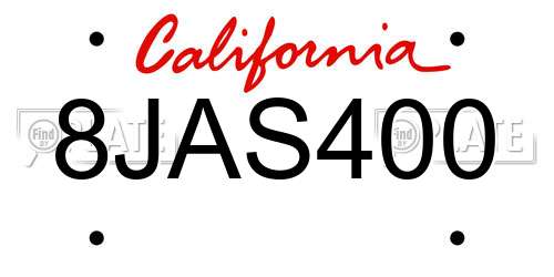 8JAS400 California License Plate