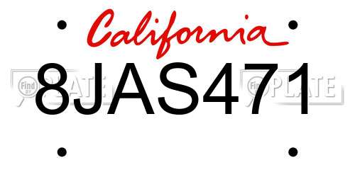 8JAS471 California License Plate