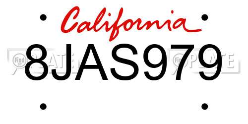 8JAS979 California License Plate