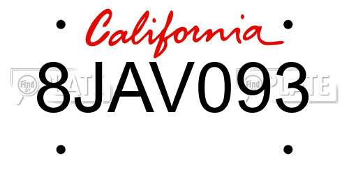 8JAV093 California License Plate