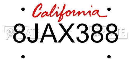 8JAX388 California License Plate