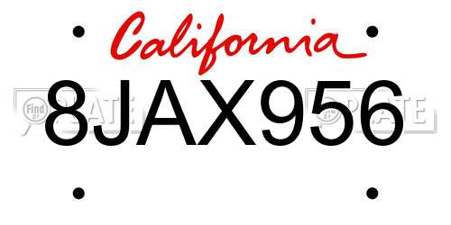 8JAX956 California License Plate