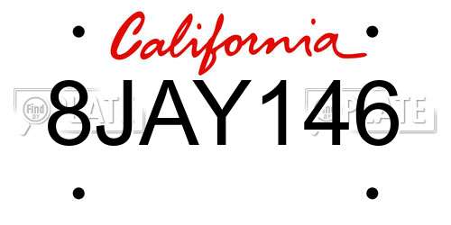 8JAY146 California License Plate