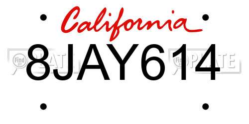 8JAY614 California License Plate