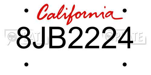 8JB2224 California License Plate