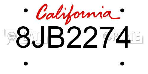 8JB2274 California License Plate