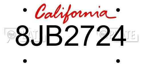 8JB2724 California License Plate