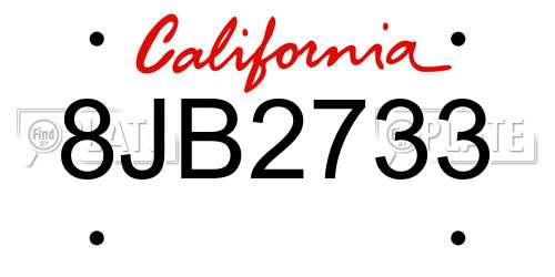 8JB2733 California License Plate