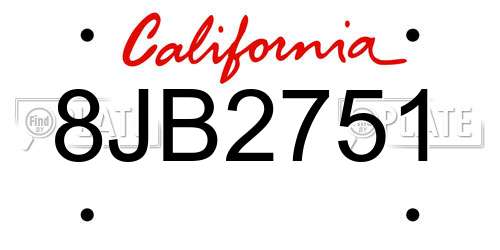 8JB2751 California License Plate