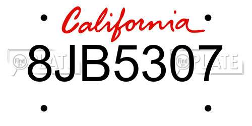 8JB5307 California License Plate