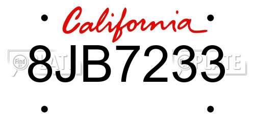8JB7233 California License Plate