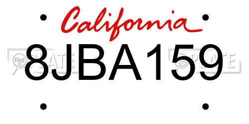 8JBA159 California License Plate