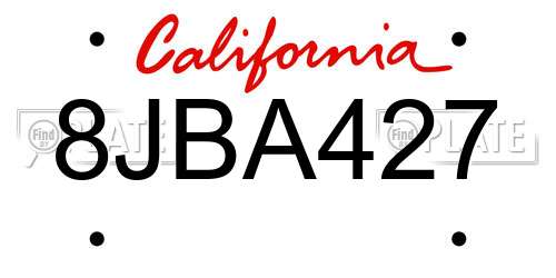 8JBA427 California License Plate