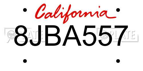 8JBA557 California License Plate