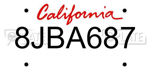 8JBA687 California License Plate