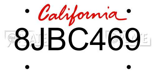 8JBC469 California License Plate
