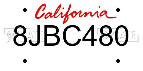 8JBC480 California License Plate