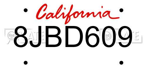 8JBD609 California License Plate
