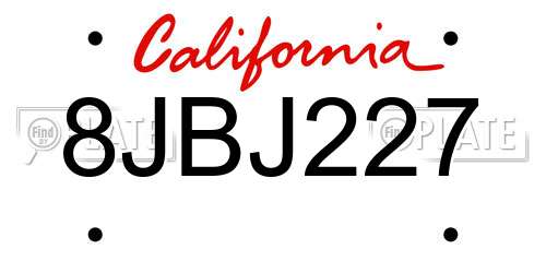 8JBJ227 California License Plate