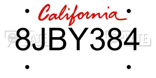 8JBY384 California License Plate