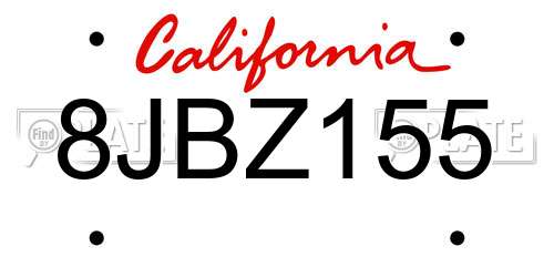 8JBZ155 California License Plate