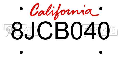 8JCB040 California License Plate