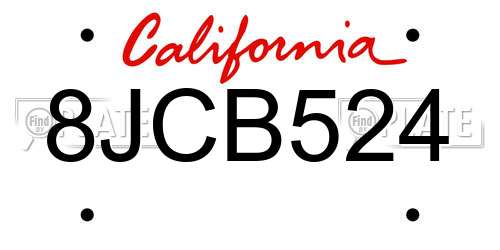 8JCB524 California License Plate