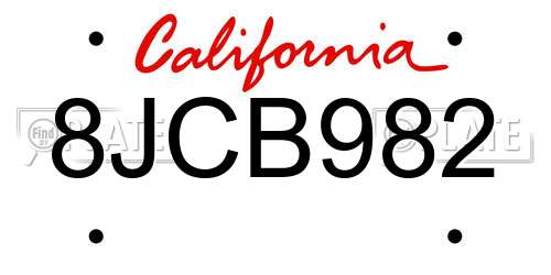 8JCB982 California License Plate