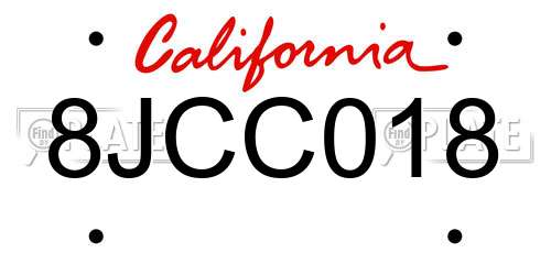 8JCC018 California License Plate