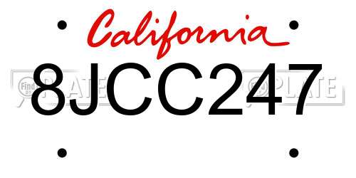 8JCC247 California License Plate