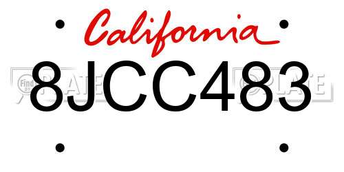 8JCC483 California License Plate