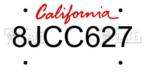 8JCC627 California License Plate