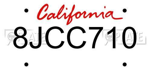 8JCC710 California License Plate