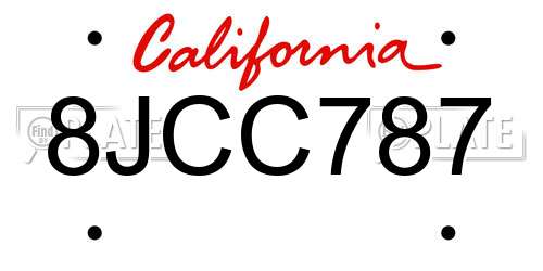 8JCC787 California License Plate