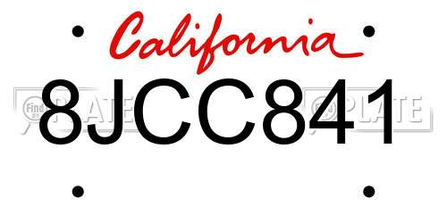 8JCC841 California License Plate