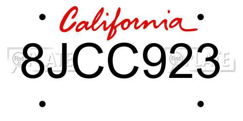 8JCC923 California License Plate