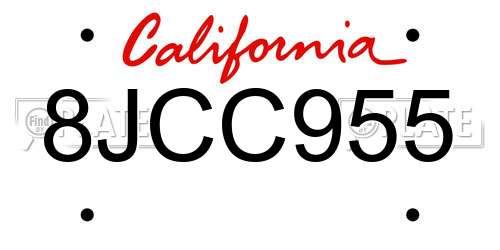 8JCC955 California License Plate