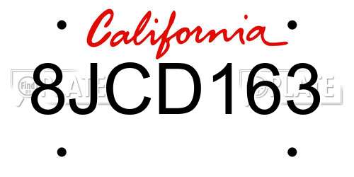 8JCD163 California License Plate