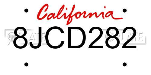 8JCD282 California License Plate