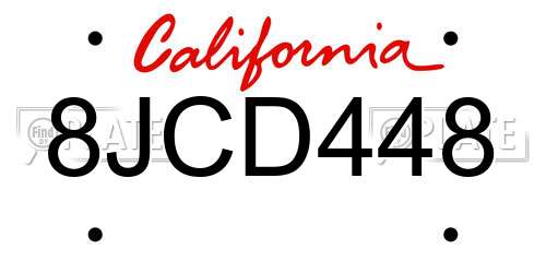 8JCD448 California License Plate