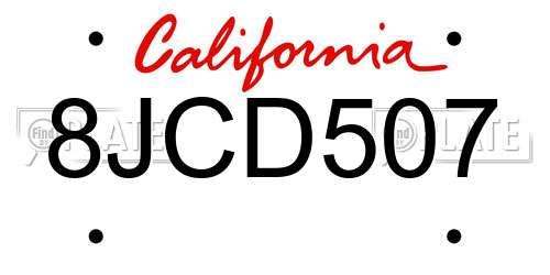 8JCD507 California License Plate