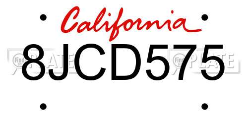 8JCD575 California License Plate