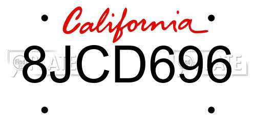 8JCD696 California License Plate