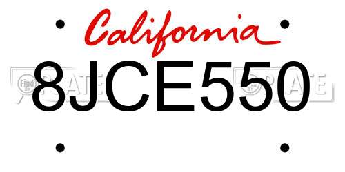 8JCE550 California License Plate