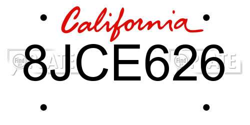 8JCE626 California License Plate
