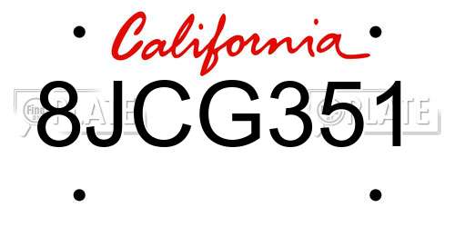 8JCG351 California License Plate