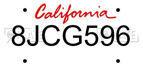 8JCG596 California License Plate