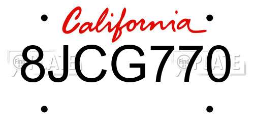 8JCG770 California License Plate