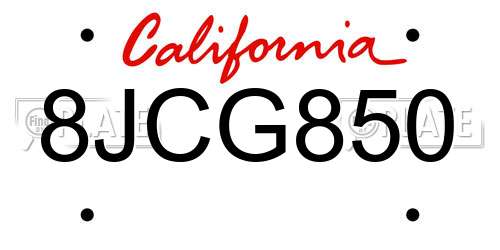 8JCG850 California License Plate